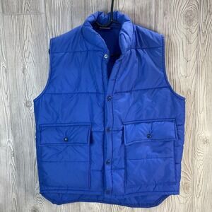 VTG Anheuser-Busch A & Eagle Collection Blue Puffer Vest Mens Medium USA Made